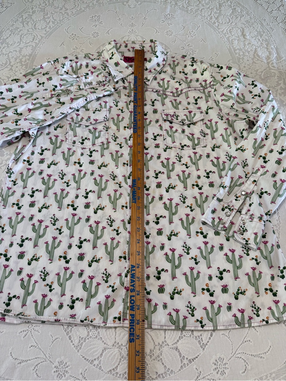 Cowgirl Hardware Cotton Cactus Rose Pearl Snap Western shirt white XXL plus - Picture 5 of 13